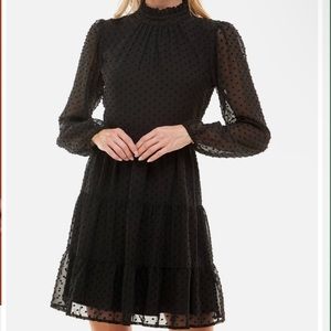 Trixxi Juniors' Clip Dot Fit & Flare Dress - Black - Size S